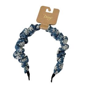 NWT Nordstrom Berry Denim Embroidered Boho Headband Blue